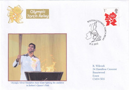 United Kingdom UK 2012 Cover: Olympic Games London Torch Relay; Amir Khan Boxing Lightweight Silver Medal Athena 2004 - Estate 2028 : Los Angeles