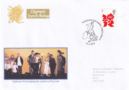 United Kingdom UK 2012 Cover: Olympic Games London Torch Relay; Playmouth Evening Celebration - Estate 2028 : Los Angeles