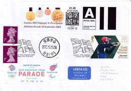 United Kingdom UK 2012 Cover: Olympic Games London 2012 Smart Stamp Peter Wilson Shooting; Flag Cancellation; RRR; - Zomer 2028: Los Angeles