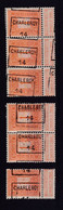 DDBB 671 - Timbres PREOS 2271 - Ensemble De 6 TP Neufs *** Avec Gomme CHARLEROY 14 ( Isolé + Paire + Bande De 3) - Roulettes 1910-19