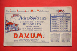 Buvard DAVUM, Aciers Spéciaux Pour Automobile Et Aviation, Septembre 1925 - Zonder Classificatie