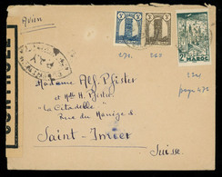 Morocco 1940s Air Mail Cover To Switzerland, Bearing Only Regular Postage Stamps (i.e. Non-air Mail), Censored - Covers & Documents