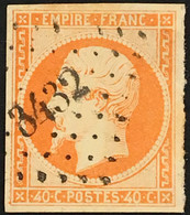 YT 16 LPC 3432 Troyes Aube (9) 40c Orange (°) Obl 1853-60 Napoléon III, (côte 22 Euros) France – Fggy - 1853-1860 Napoleon III
