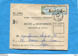 Marcophilie*-lettre " SERVICE"RECOUVREMENT "" N°1494- Nouvelle Calédonie>Françe-cad-Canala1963- 2 Stamps-N° 304 - Covers & Documents