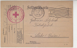 Feldpost Aus Verbandstation Charleroi Aus CHARLEROY ?.5.15 Nachh Lahr (Baden) - 1914-1915 Red Cross