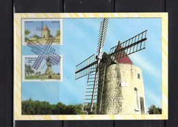✅ 2010 " LES MOULINS : BLERET / DAUDET " Sur Carte Maximum. N° YT 4487 + 4488. CM - Windmills