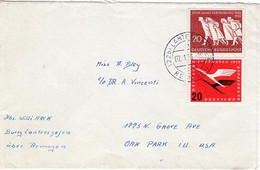 51962 - Bund - 1956 - 20Pfg 10 Jahre Vertreibung MiF A Bf LAMTERSHOFEN -> Oak Par, IL (USA) - Covers & Documents