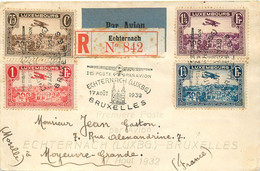 LETTRE RECOMMANDEE - ECHTERNACH - 17 AOÛT 1932 - Vers MOYEURE-GRANDE (BELGIQUE)- 1° TRANSPORT AERIEN LUXEMBOURG/BELGIQUE - Cartas & Documentos