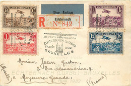 LETTRE RECOMMANDEE - ECHTERNACH - 17 AOÛT 1932 - Vers MOYEURE-GRANDE (BELGIQUE)- 1° TRANSPORT AERIEN LUXEMBOURG/BELGIQUE - Storia Postale