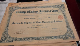 Tramways Et Eclairage Electrique à Catane - Tramways E Illuminazione Elettrica A Catania - Action De Capital - 1904. - Chemin De Fer & Tramway