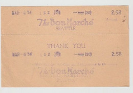 Vieux Papiers - Récipissé Facture The Bon Marché Seattle De 2,58 Dollars - USA