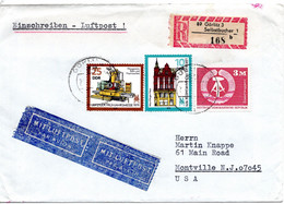 58328 - DDR - 1979 - 3M Gr.Wappen MiF A R-LpBf GOERLITZ -> MONTVILLE, NJ (USA), Rs. Tauschkontrollmarke (Klappe Mgl.) - Lettres & Documents