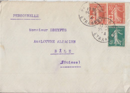Lettre Obl Paris RP Etranger Le 25/9/14 Sur N° 137, 147 X 2 (Croix Rouge) Pour La Suisse - 1906-38 Semeuse Camée