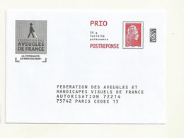 PAP POSTREPONSE  FEDERATION DES AVEUGLES DE FRANCE LOT209322. - Listos Para Enviar: Respuesta/Marianne L'Engagée