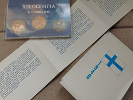 RARE, 3 Médailles 12 Jeux Olympiques Annulés Helsinki 1940 FINLANDE, 3 Medals XIIth Olympic Games Helsinki 1940 Finland - Bekleidung, Souvenirs Und Sonstige