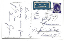 CARTE POSTALE PAR AVION 1954 AVEC TIMBRE A 15 PFG - Briefe U. Dokumente