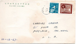 58357 - Korea-Sued - 1967 - 17W MiF A DrucksBf MaschStpl BUSAN -> Portland, ME (USA), Kl. Mgl. - Korea (Zuid)