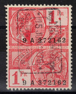 Belgique - Fiscal - Taxes Fiscales - 1 Franc Rouge Oblitéré Bruxelles 1926 - Sellos