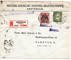 58361 - Niederlande - 1923 - 60c. Wilhelmine MiF A R-Bf AMSTERDAM -> HAMBURG (Deutschland), M. Dt. Zensurstpl. - Cartas & Documentos