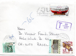 58387 - Schweiz - 1990 - 60Pfg DLRG EF A Unterfr Bf FRANKFURT - ... -> BASEL (Schweiz), M. 65Rp Nachporto - Postage Due