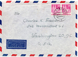 58389 - Bund - 1950 - 40Pfg Bauten Waag Paar A LpBf GUENZBURG -> Washington, DC (USA) - Other & Unclassified