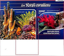 A0302 - CENTRAL AFRICA - MISSPERF 2015  Stamp SHEET: Nature MARINE LIFE: Coral - Meereswelt