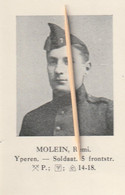 Ieper, Yperen, Remi Molein,  , Soldaat,Soldat, Vuurkruiser, Croiseur De Feu, Ancien Combattant, 1914-18 - 1914-18