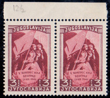 JUGOSLAVIA -  CONGRES COMMUNIST PARTY  Mi. 543C  Perf  K 12½  In PAIR  - **MNH - 1948 - Non Dentelés, épreuves & Variétés