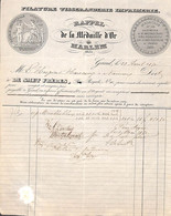 Gand 1850 Filature Tisseranderie Imprimerie Litho Médaille D'Or - 1800 – 1899