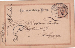 ALLEMAGNE 1893  ENTIER POSTAL/GANZSACHE/POSTAL STATIONERY CARTE ZUGSTEMPEL DRESDEN-BODENBACH - Entiers Postaux