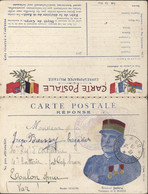 Guerre 14 Carte Double Locale Correspondance Militaire CP FM + Carte Réponse Joffre Cachet Régiment Artillerie - Oorlog 1914-18