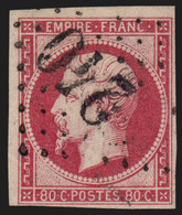 N°17B, Napoléon 80c Rose, Oblitéré Gros Chiffres - Signé A.BRUN - TB - 1853-1860 Napoleon III