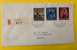 18104 - Lettre Recommandée Nos Zst 306-308  Vaduz 16.12.57  Pour Genève FDC - Storia Postale