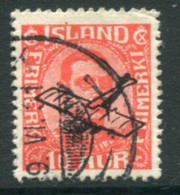 ICELAND 1928 Airmail Overprint On 10 A., Used.  Michel 122 - Gebraucht
