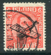 ICELAND 1928 Airmail Overprint On 10 A., Used.  Michel 122 - Usados