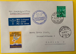 18107 - Vol Aarau Bellinzona  Exposition Nationale 1938  Vaduz 13.09.1938 - Poste Aérienne