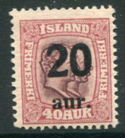ICELAND 1922  20 A.on 40 A..surcharge MNH / **.  Michel 109 - Nuovi