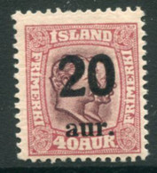 ICELAND 1922  20 A.on 40 A..surcharge MNH / **.  Michel 109 - Ungebraucht