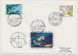 ESTONIE / FRANCE - Carte D'Estonie + Cachet "Strasbourg Journée De L'Europe...Pays De L'est" 5/5/1992 - Estonia