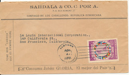 Dominicana Air Mail Cover Sent To USA 1-4-1941 Single Franked Topic Stamp FLAG MAP - Dominicaine (République)