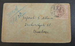 BRITISH INDIA 1922 KE VII 1 One Anna FISCAL / REVENUE Stamp Postal Used On Reg Cover By The Prince Of Wales Camp Ex.Rare - Plaatfouten En Curiosa