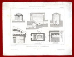 CANALISATION DES EAUX DE SAINT GERMAIN EN LAYE  REGARD D HENNEMONT  -  PLANCHE ENCYCLOPEDIE D ARCHITECTURE XIX° - Architecture