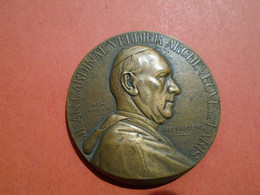 BELLE MEDAILLE BRONZE SIGNEE ABEL LA FLEUR JEAN CARDINAL VERDIER ARCHEVEQUE DE PARIS - Professionnels / De Société