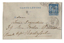 TB 3491 - 1896 - Entier Postal  / Carte - Lettre De Berthe ? à PARIS Pour Mme SENNE - DESJARDINS à ROCHEFORT - Cartoline-lettere