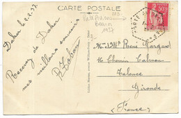 PORTE-AVIONS BEARN Hexagonal Tirets 1937 / N°283 Sur Carte De Dakar... - Scheepspost