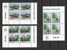 Luxemburg 2006 - Mi 1704 - 1706 Nationale Eisenbahn CFL - E-Lok - Kompletter Satz / Eckrand / Viererblock - Postfrisch - Unused Stamps