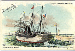 GRAND PAQUEBOT TRANSATLANTIQUE 1887  ILLUSTRATION CHARLE  -  EDITIONS CHOCOLAT LOUIT - Passagiersschepen
