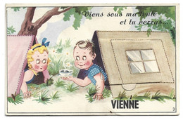 22- 5 - 1002 Carte A Systeme Vienne Viens Sous Ma Tente Et Tu Verras - Mechanical