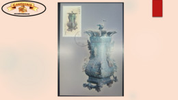 O) 2003 CHINA, VESSEL, BRONZE OBJECT, SQUARE POT WITH LOTUS AND CRANES, MAXIMUM CARD, XF - Cartes-maximum