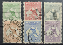 AUSTRALIA 1913 - Canceled - Sc# 1, 2, 3, 7, 8a, 9a - Used Stamps